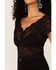 Image #3 - Shyanne Women's Black Lace Knit Flutter Sleeve Crop Top , Black, hi-res