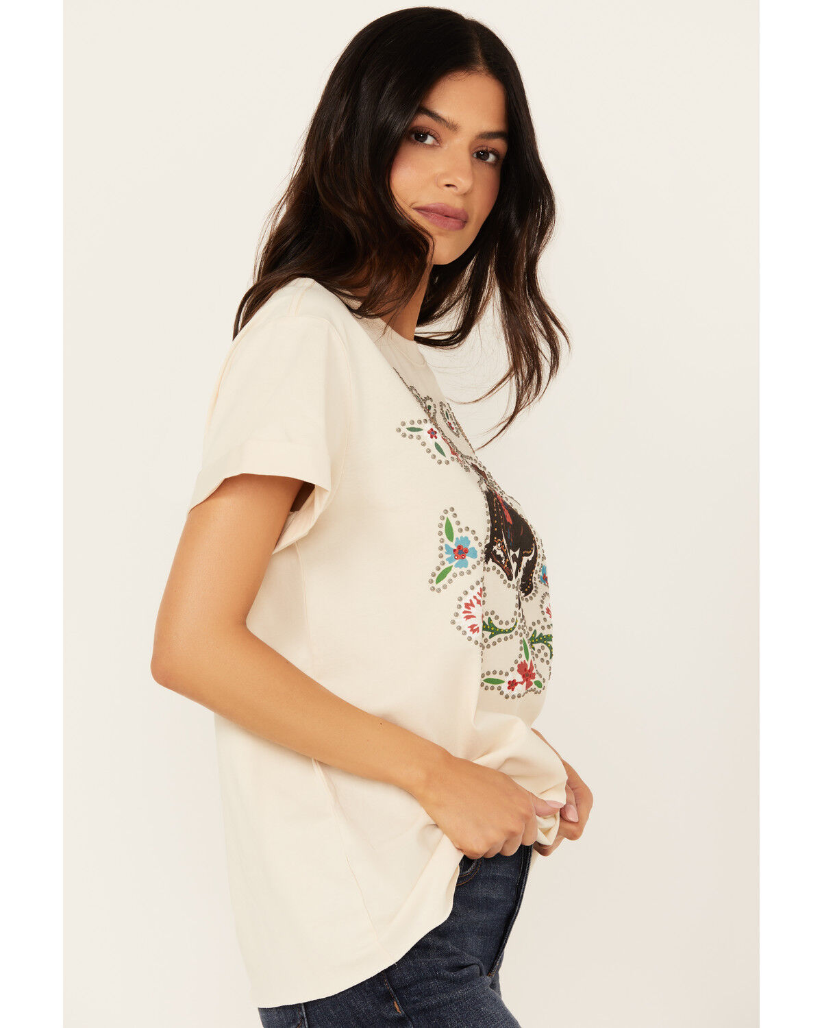 Image #3 - Idyllwind Women's Rowena Embellished Short Sleeve Graphic Tee, Off White, hi-res