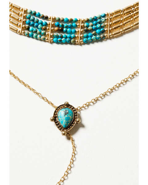 Image #2 - Shyanne Women's Golden Turquoise Beaded Choker Necklace, Turquoise, hi-res