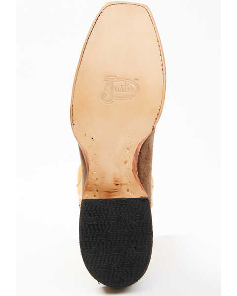 Image #7 - Justin Men's Billet Cowhide Leather Western Boots - Square Toe , Orange, hi-res