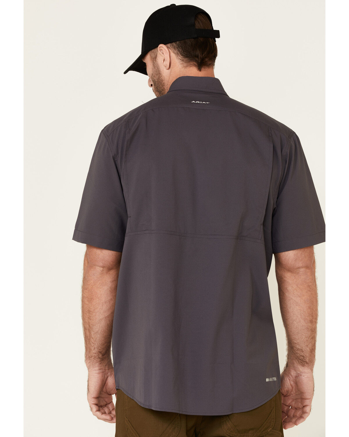 Image #4 - Ariat Men's Solid Charcoal Tek Button-Down Short Sleeve Western Shirt - Tall, Charcoal, hi-res