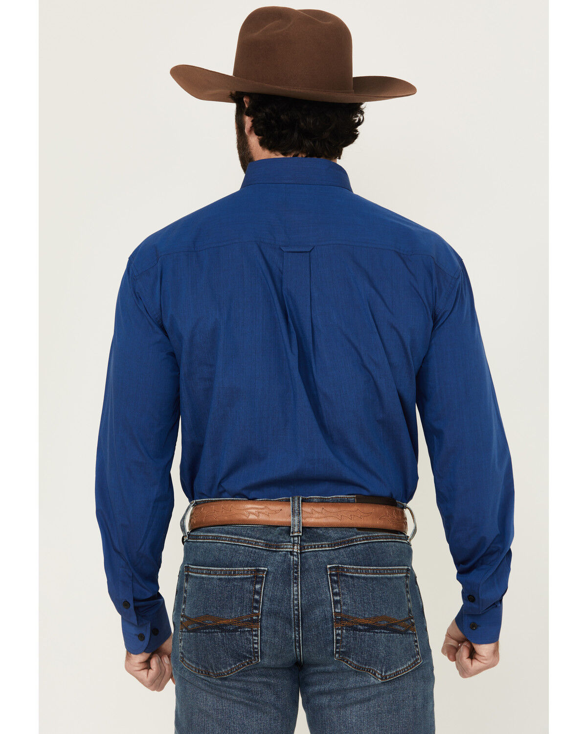 Image #4 - Roper Men's Amarillo Solid Long Sleeve Button-Down Western Shirt, Blue, hi-res