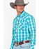 Image #2 - Rock & Roll Denim Men's Poplin Plaid Print Snap Long Sleeve Western Shirt, Blue, hi-res