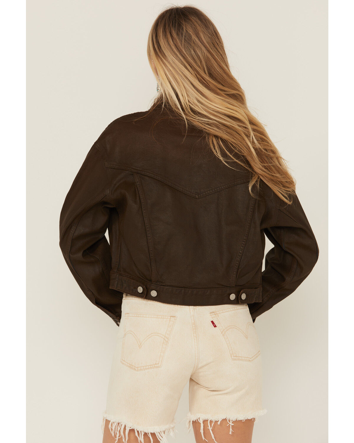 Image #4 - Levis' Women's 90s Pay Day Coated Denim Jacket, Brown, hi-res