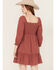 Image #4 - Jolt Women's Rouched Front Embroidered Mini Dress, Rust Copper, hi-res