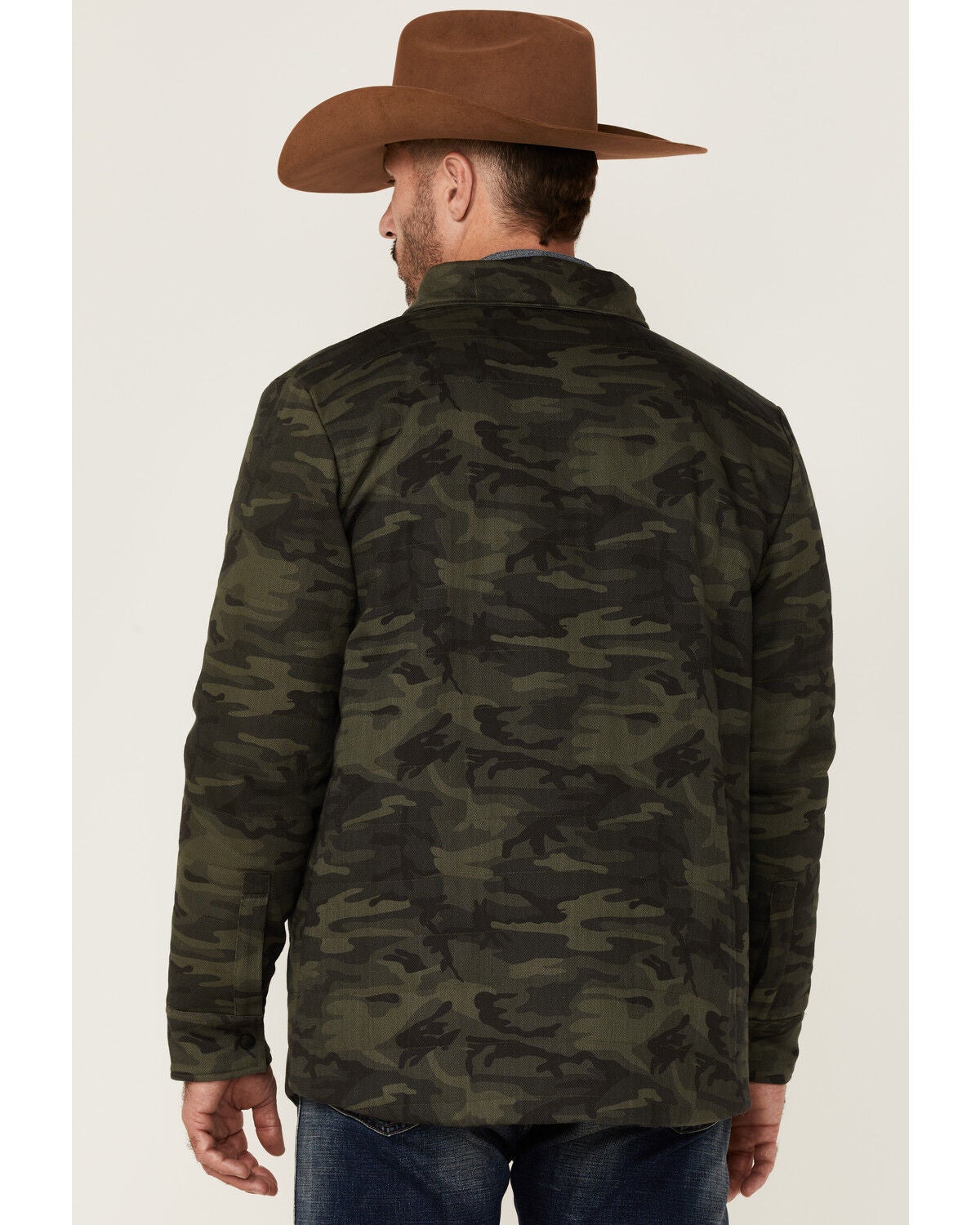 Camo Print Twill Puffer Snap-Down 
