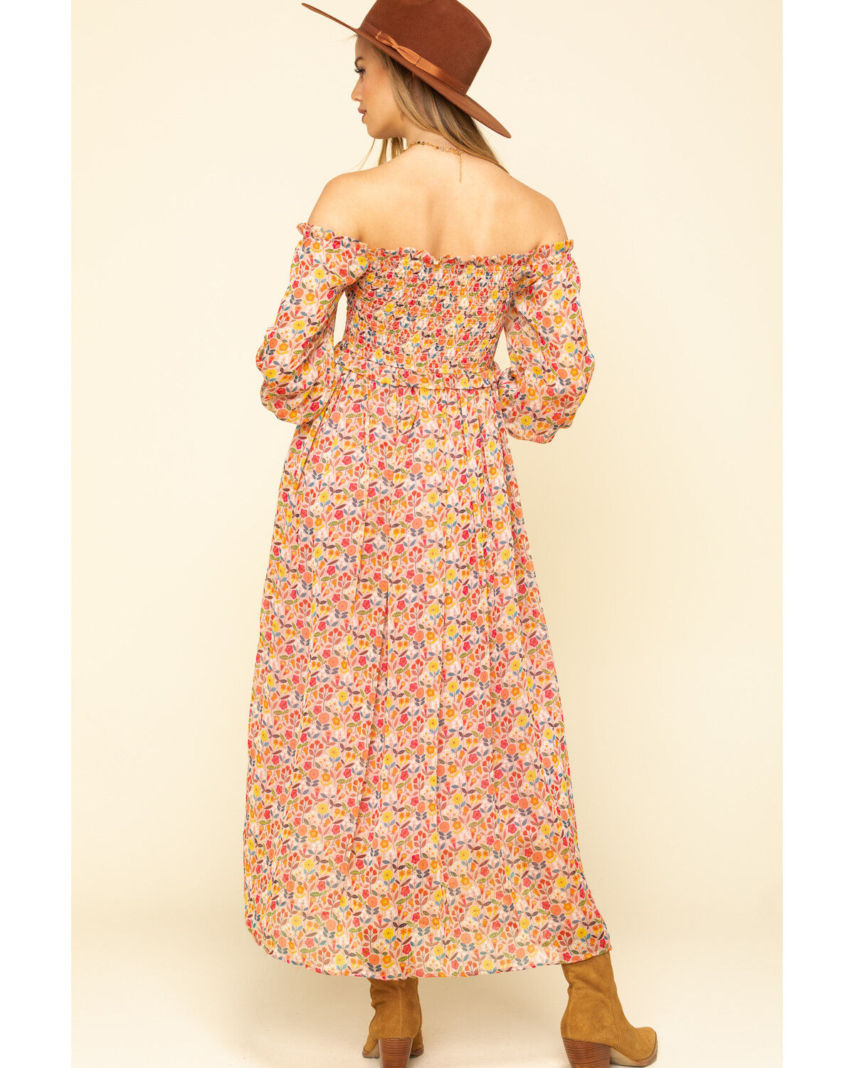 Image #6 - Molly Bracken Women's Pink Print Smock Midi Dress, , hi-res