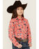 Image #2 - Cruel Girl Girls' Boot Print Long Sleeve Pearl Snap Western Shirt, Coral, hi-res