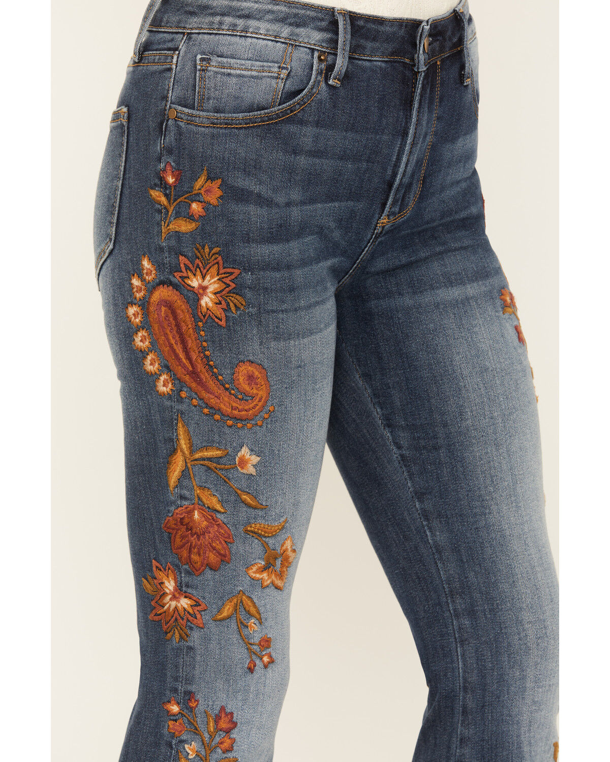 Image #2 - Driftwood Women's Medium Wash Autumn Paisley Print Farrah Flare Jeans, Blue, hi-res