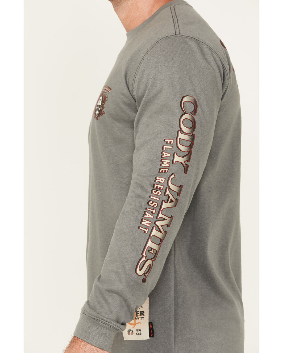 Image #3 - Cody James Men's FR Pyro Long Sleeve Graphic T-Shirt, Grey, hi-res