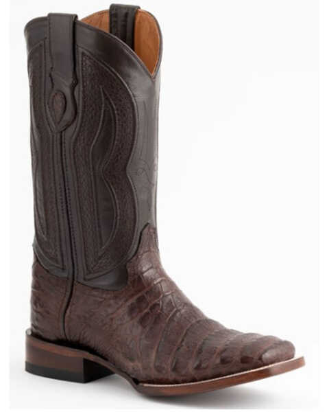 Image #1 - Ferrini Men's Caiman Belly Western Boots - Broad Square Toe, Chocolate, hi-res