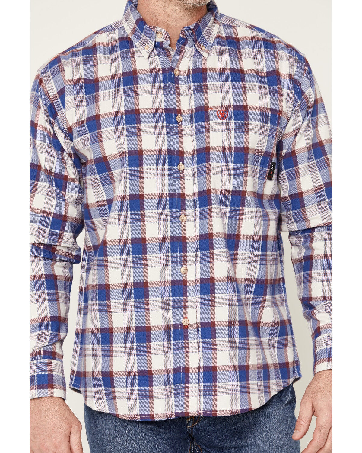 Image #3 - Ariat Men's FR Stanley Plaid Print Long Sleeve Button-Down Work Shirt, White, hi-res