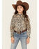 Image #1 - Cowgirl Hardware Girls' Leopard Print Long Sleeve Snap Western Shirt, Natural, hi-res