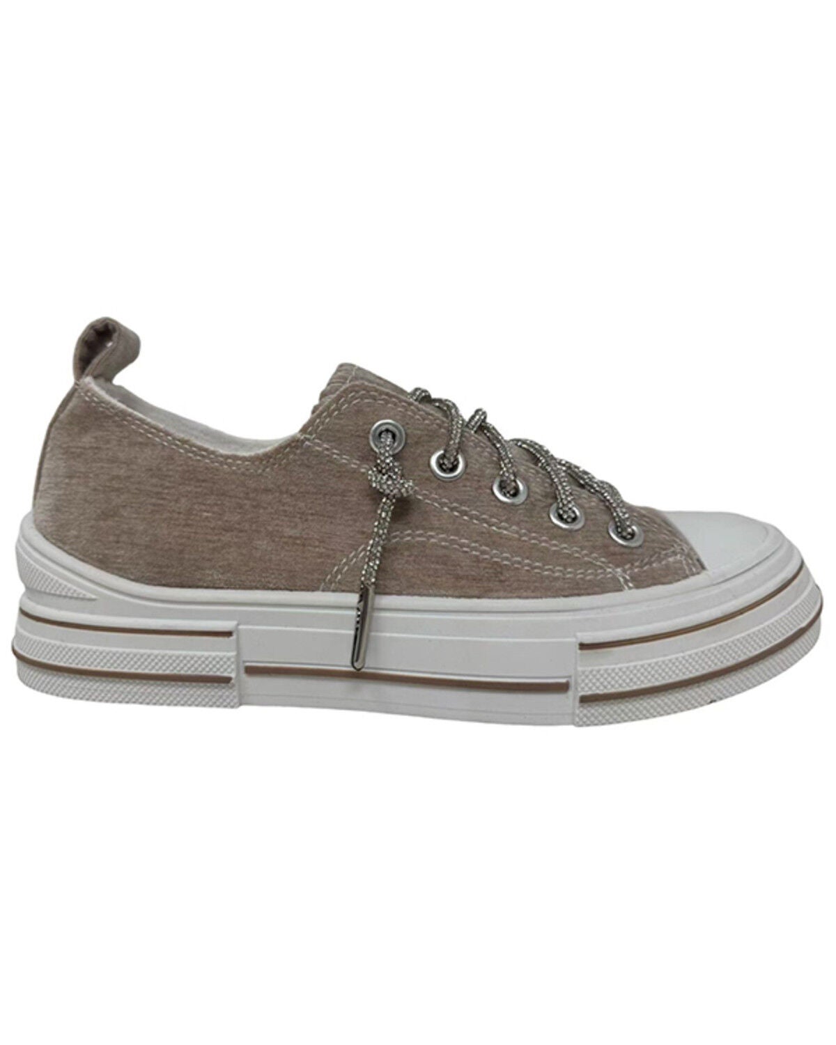 Image #2 - Very G Women's Aman Velvet Casual Sneakers, Nude, hi-res