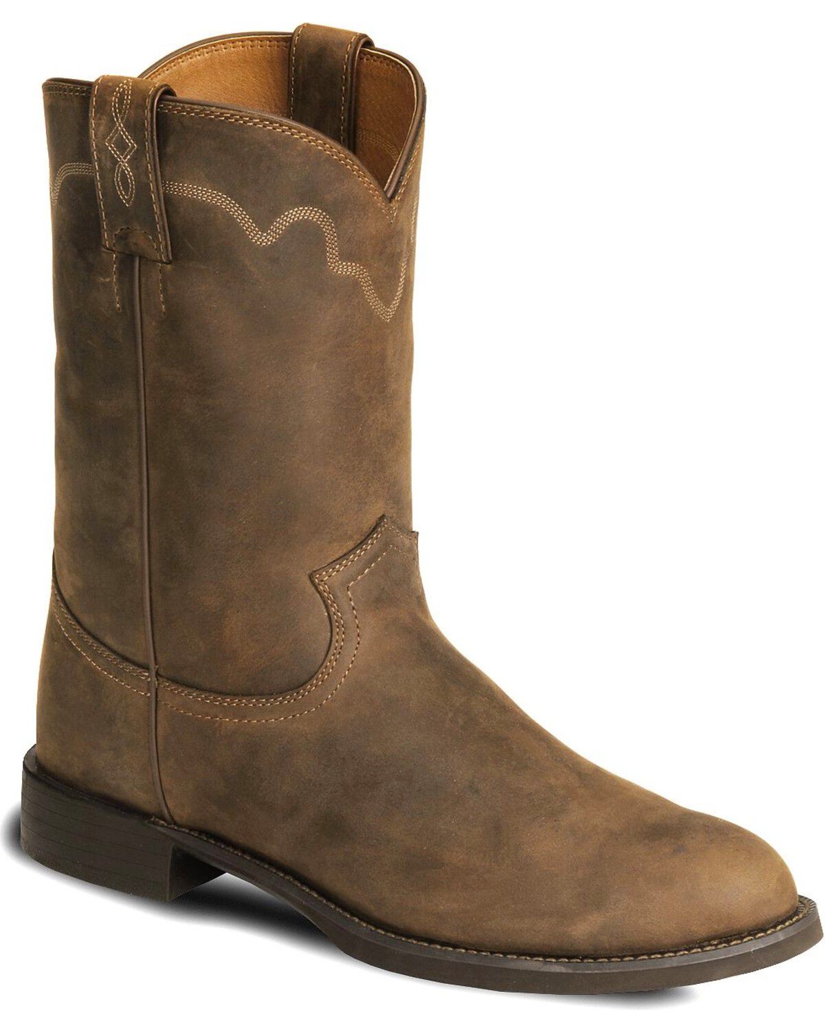 Image #1 - Justin Men's Stampede Roper Western Boots - Round Toe, Bay Apache, hi-res