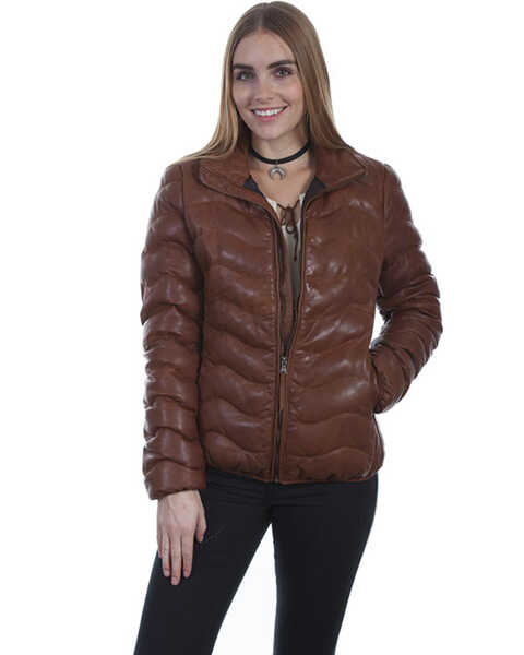 Leatherwear by Scully Women's Ribbed Jacket, Cognac, hi-res
