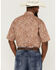 Roper Men's Dusty Trail Paisley Print Short Sleeve Pearl Snap Western Shirt , Orange, hi-res