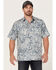 Image #1 - Scully Men's Floral Print Short Sleeve Button Down Western Shirt , Teal, hi-res
