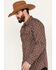Image #2 - Moonshine Spirit Men's Gypsy Print Long Sleeve Western Snap Shirt, Burgundy, hi-res
