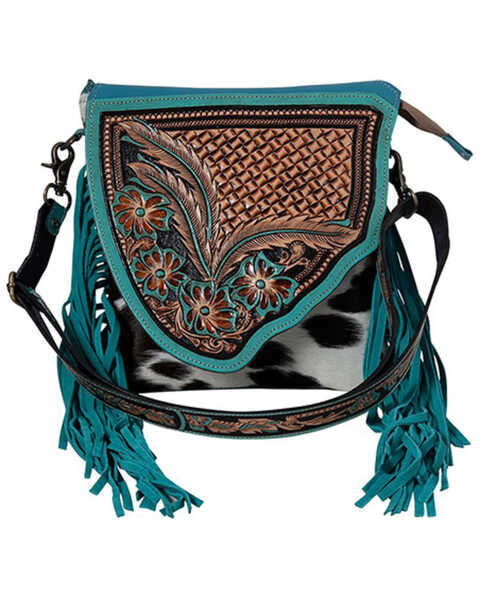 Image #1 - Myra Bag Women's Braynette Prairie Concealed Carry Crossbody Bag , Turquoise, hi-res