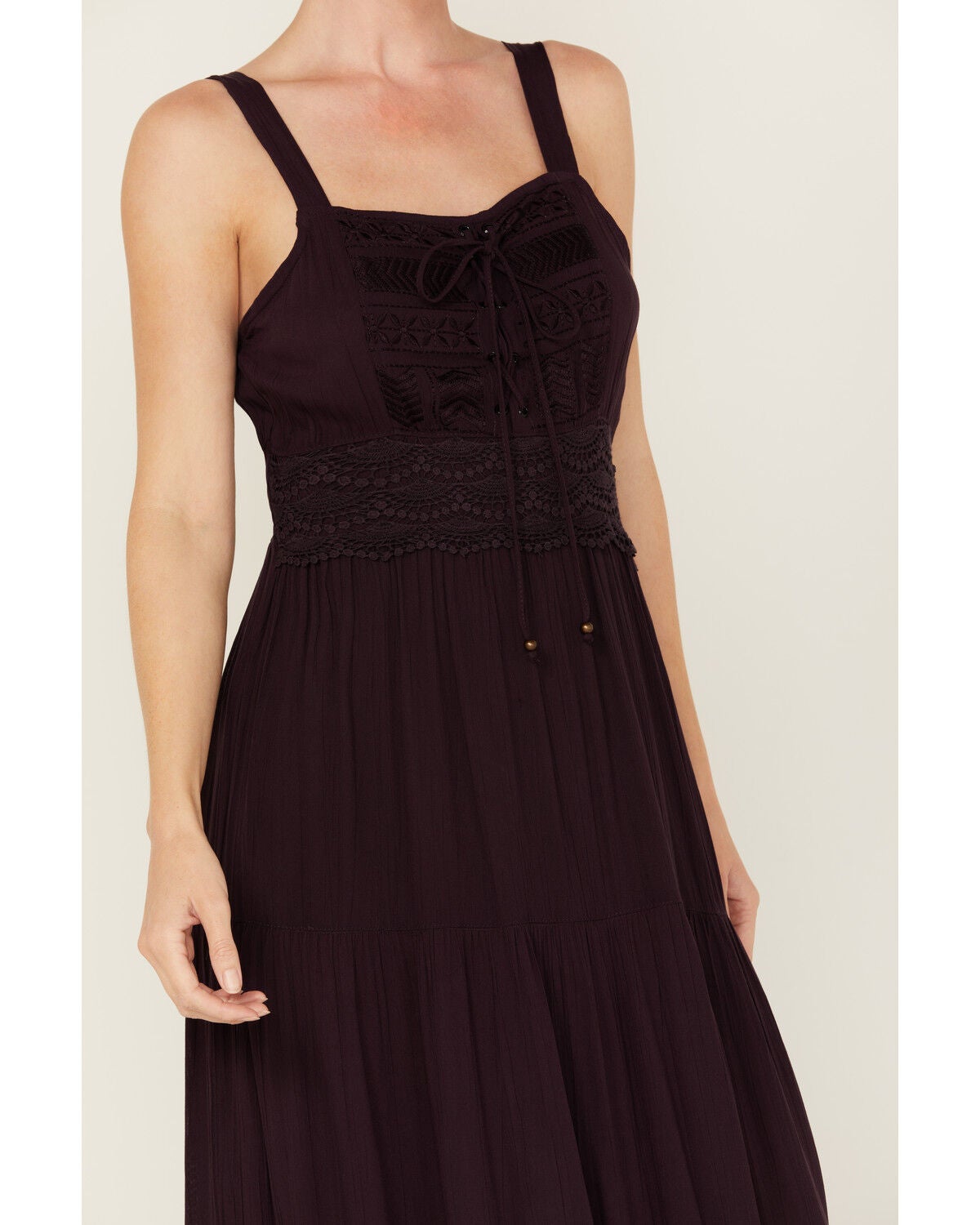 Angie Women's Crochet Lace-Up Maxi Dress - Country Outfitter