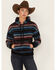 RANK 45 Women's Serape Stripe Plush Fleece Hoodie, Black, hi-res