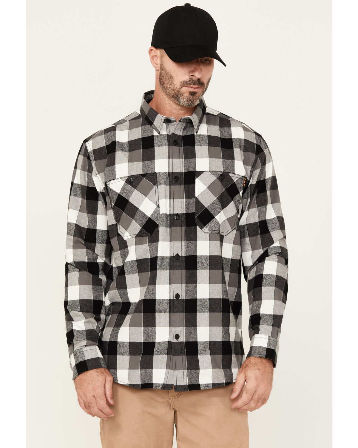 Image #1 - Hawx Men's Christopher Plaid Print Long Sleeve Button-Down Flannel Shirt, Charcoal, hi-res