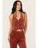 Image #1 - Rolla's Women's Corduroy Halter Vest , Brick Red, hi-res