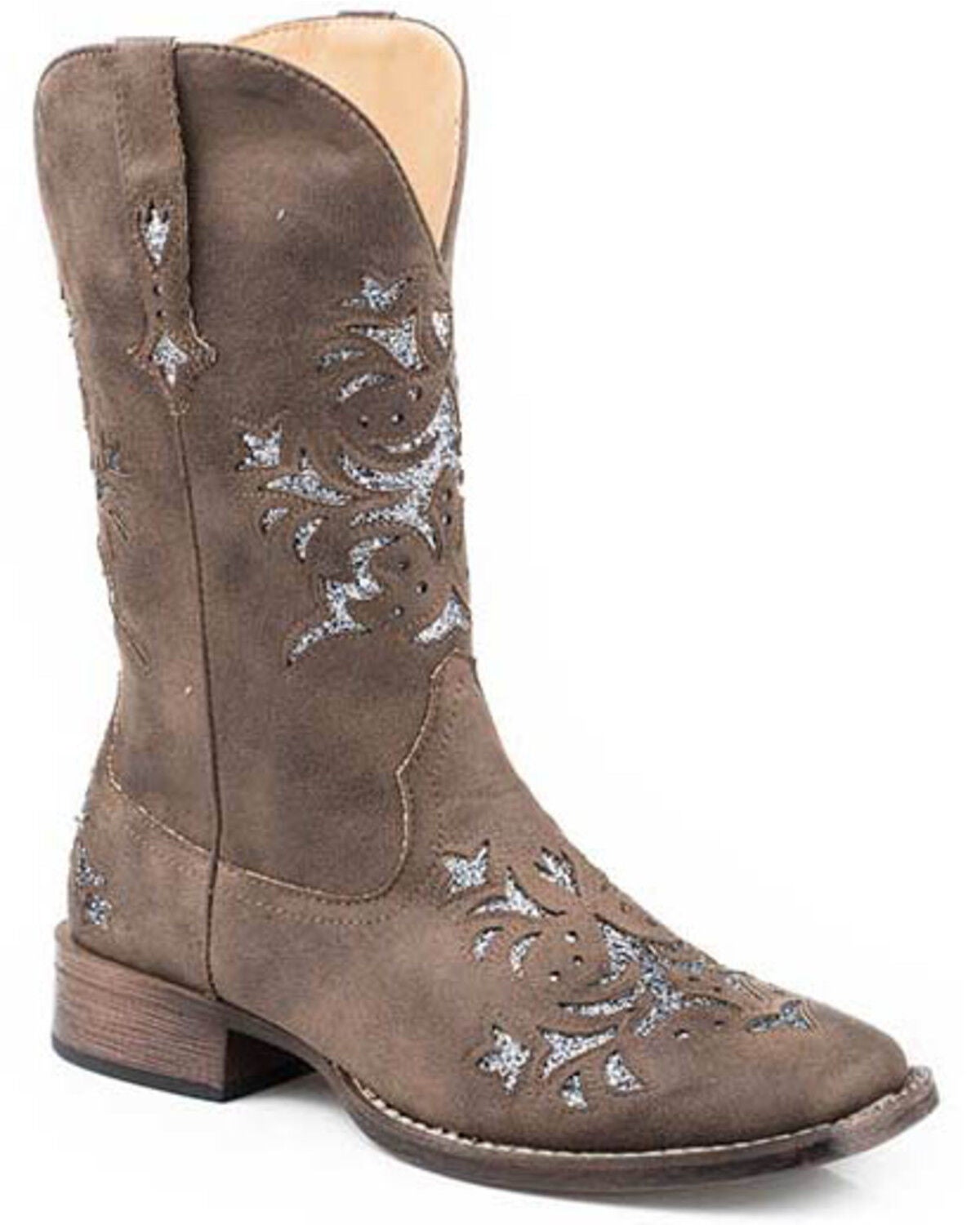 Roper Women's Kennedy Western Boots - Broad Square Toe, Brown, hi-res