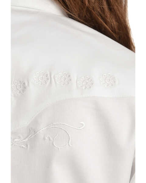 Wrangler Girls' Tonal Yoke Embellished Shirt, White, hi-res
