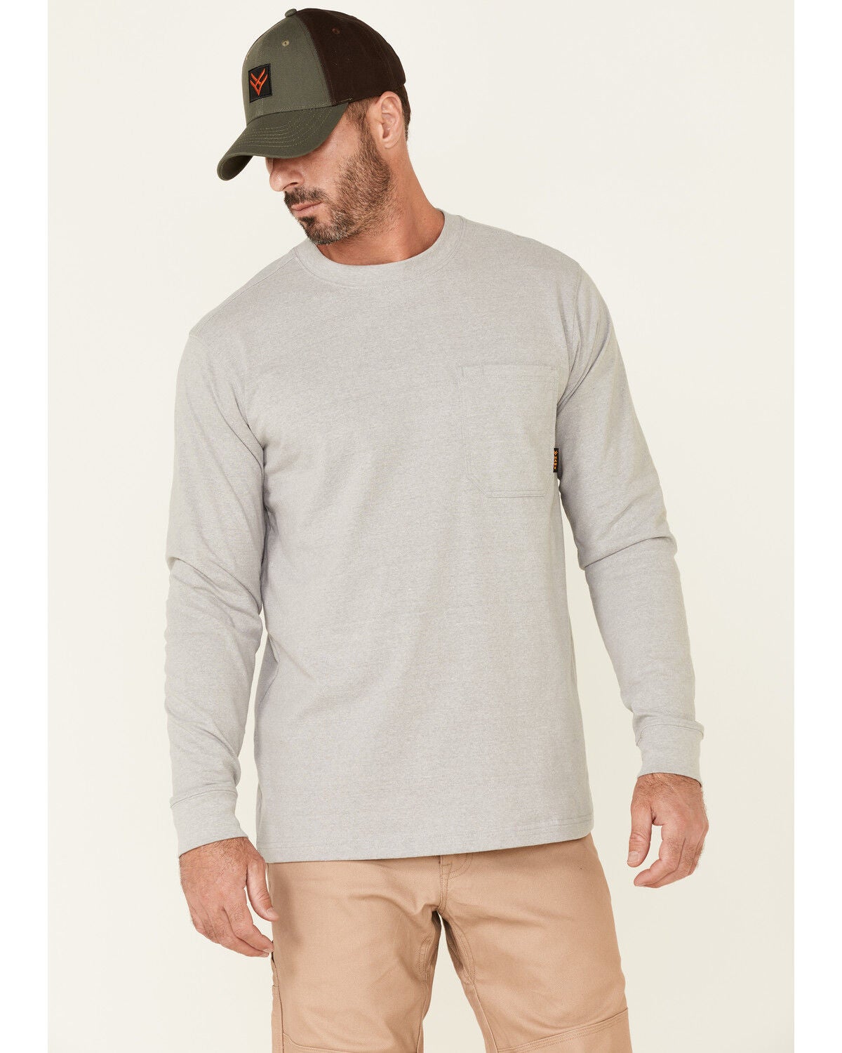 Hawx Men's Solid Light Gray Forge Long Sleeve Work Pocket T-Shirt, Light Grey, hi-res