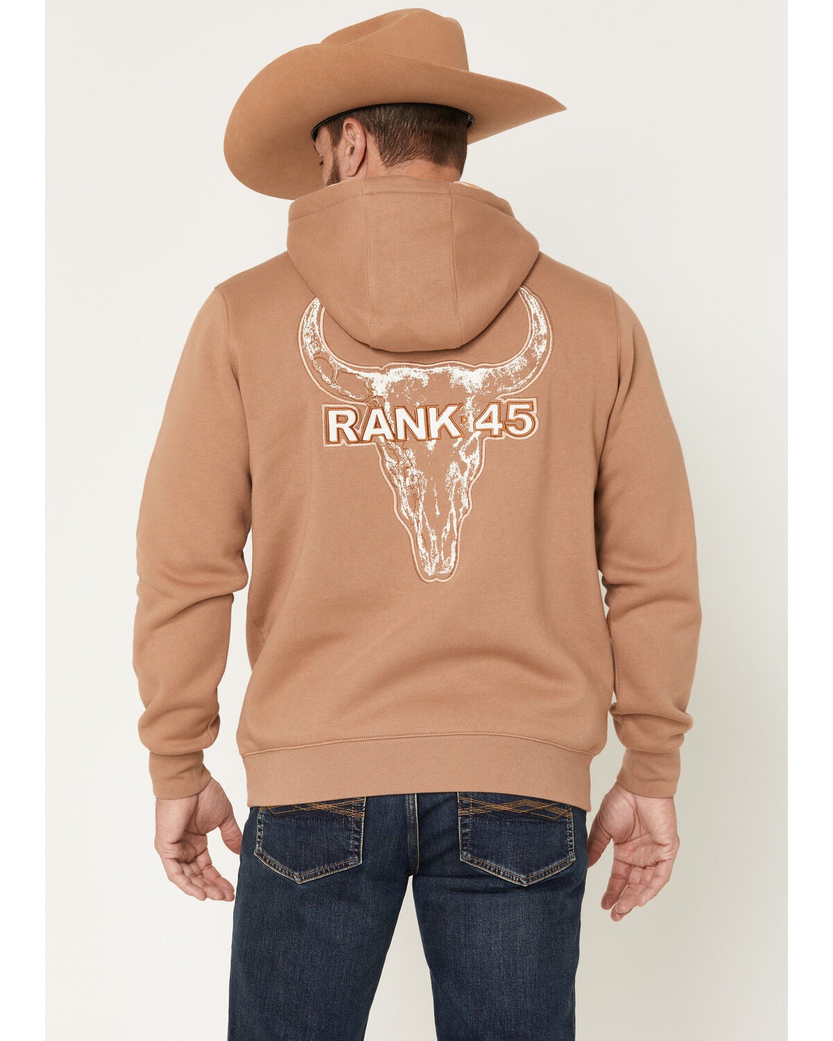 RANK 45&reg; Men's Desert Steer Embroidered Hooded Sweatshirt, Tan, hi-res