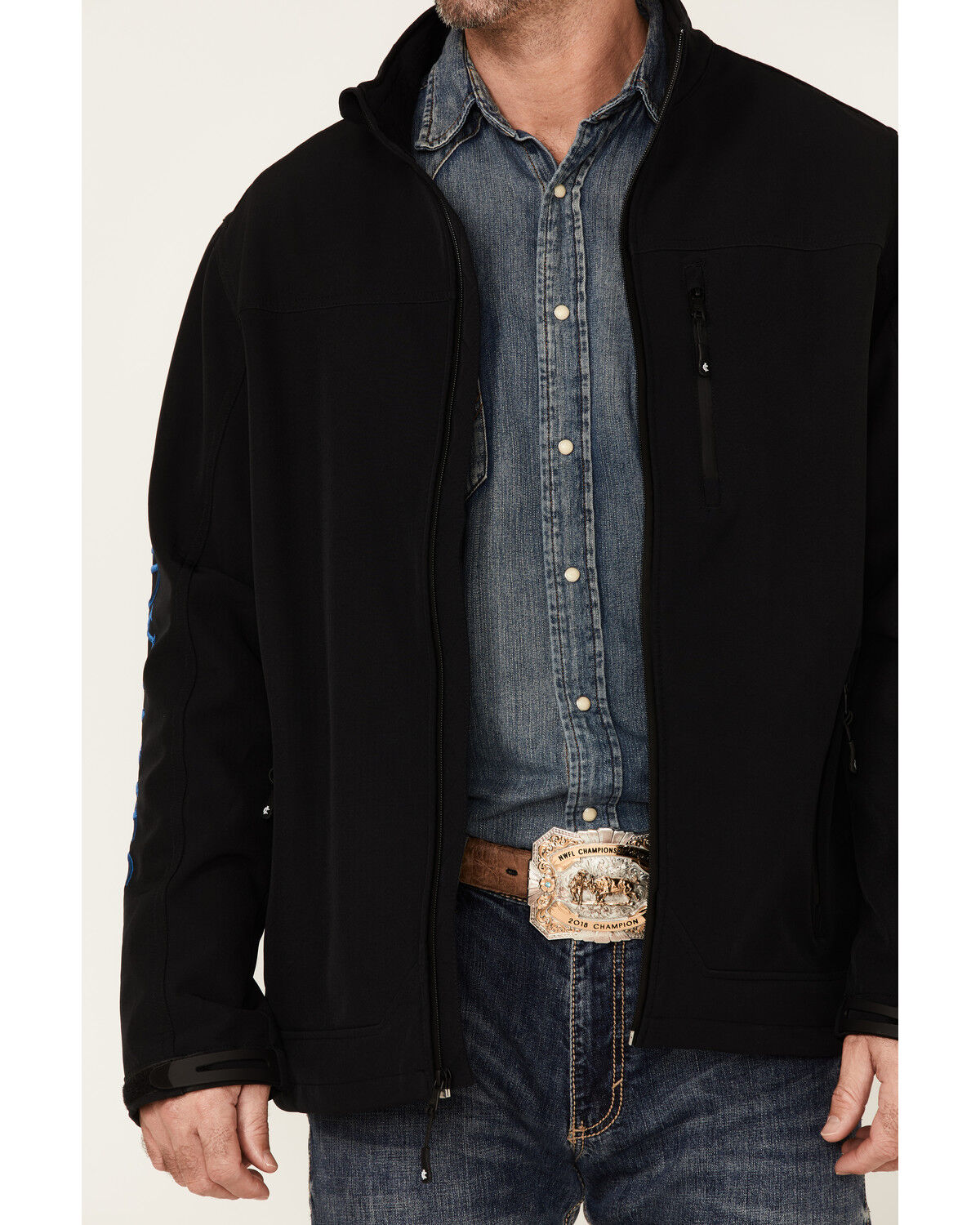Image #3 - Cody James Core Men's Royal Embroidered Logo Sleeve Zip-Front Steamboat Jacket, , hi-res