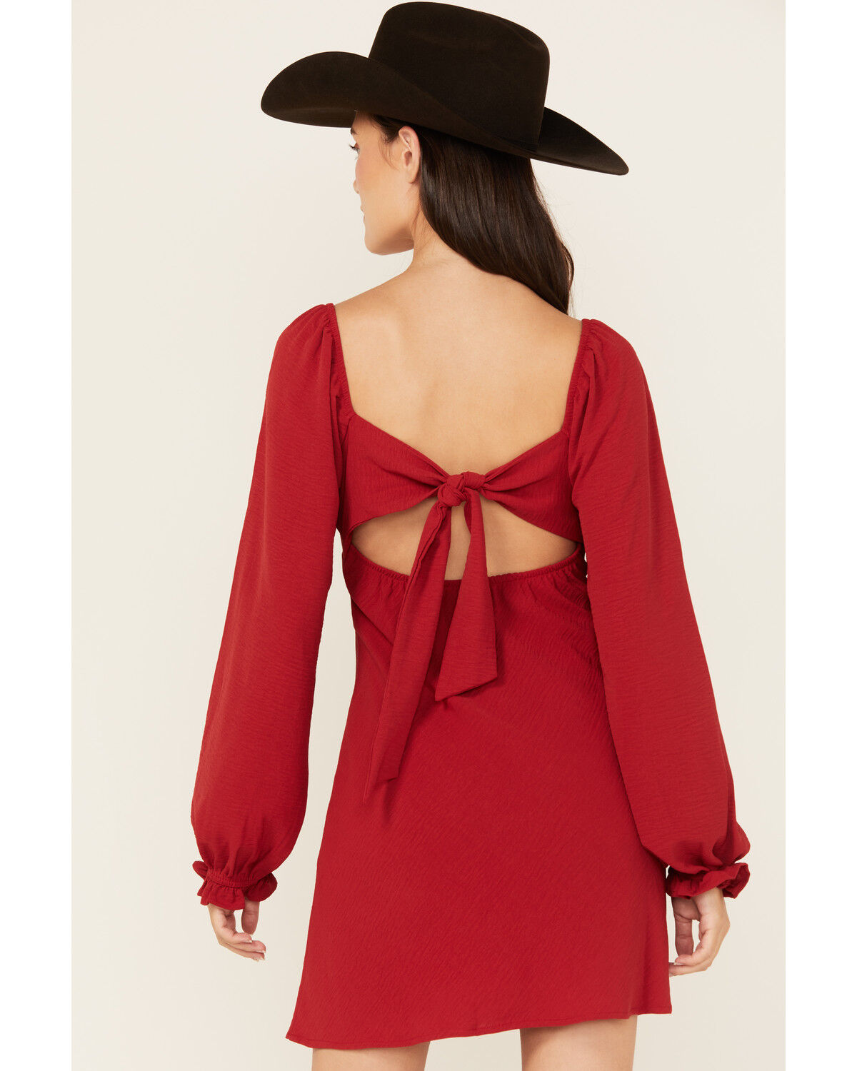 Image #4 - Originality Women's Boot Barn Exclusive Emma Long Sleeve Mini Dress, Red, hi-res