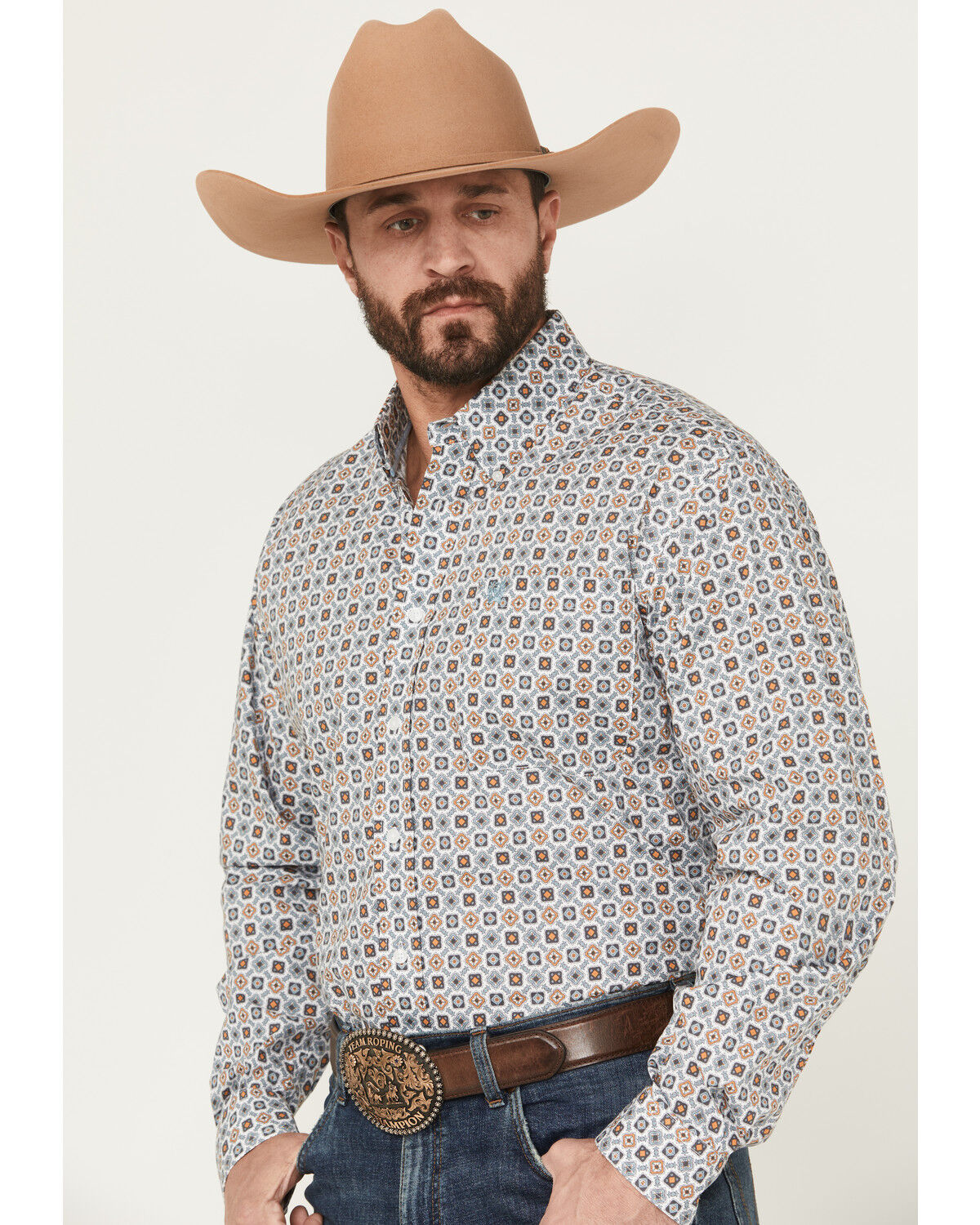 Image #2 - Cinch Men's Geo Print Long Sleeve Button-Down Western Shirt, , hi-res
