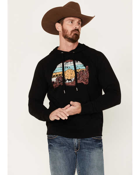 Rock & Roll Denim Men's Scenic Graphic Hooded Sweatshirt , Black, hi-res