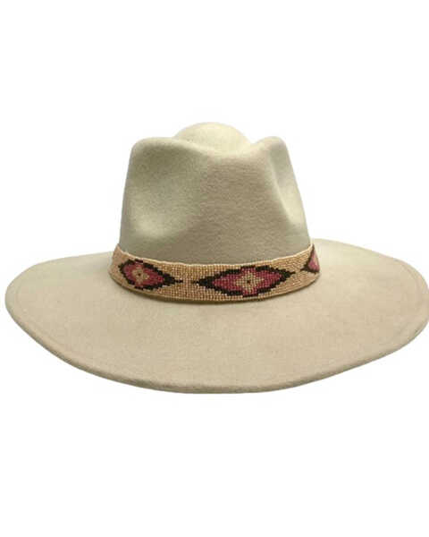 Nikki Beach Women's Cobra Wool Felt Western Hat , White, hi-res