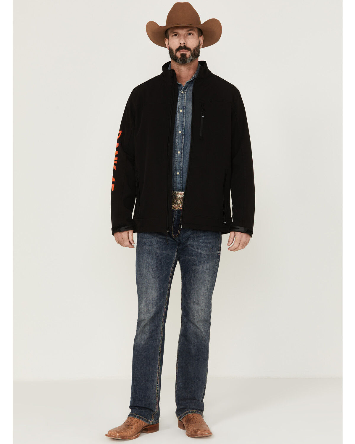 Image #2 - RANK 45® Men's Rodeo Logo Sleeve Zip-Front Softshell Jacket, , hi-res