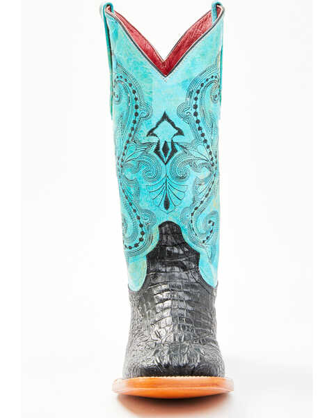 Image #4 - Ferrini Women's Black Caiman Print Western Boots - Square Toe, Black, hi-res