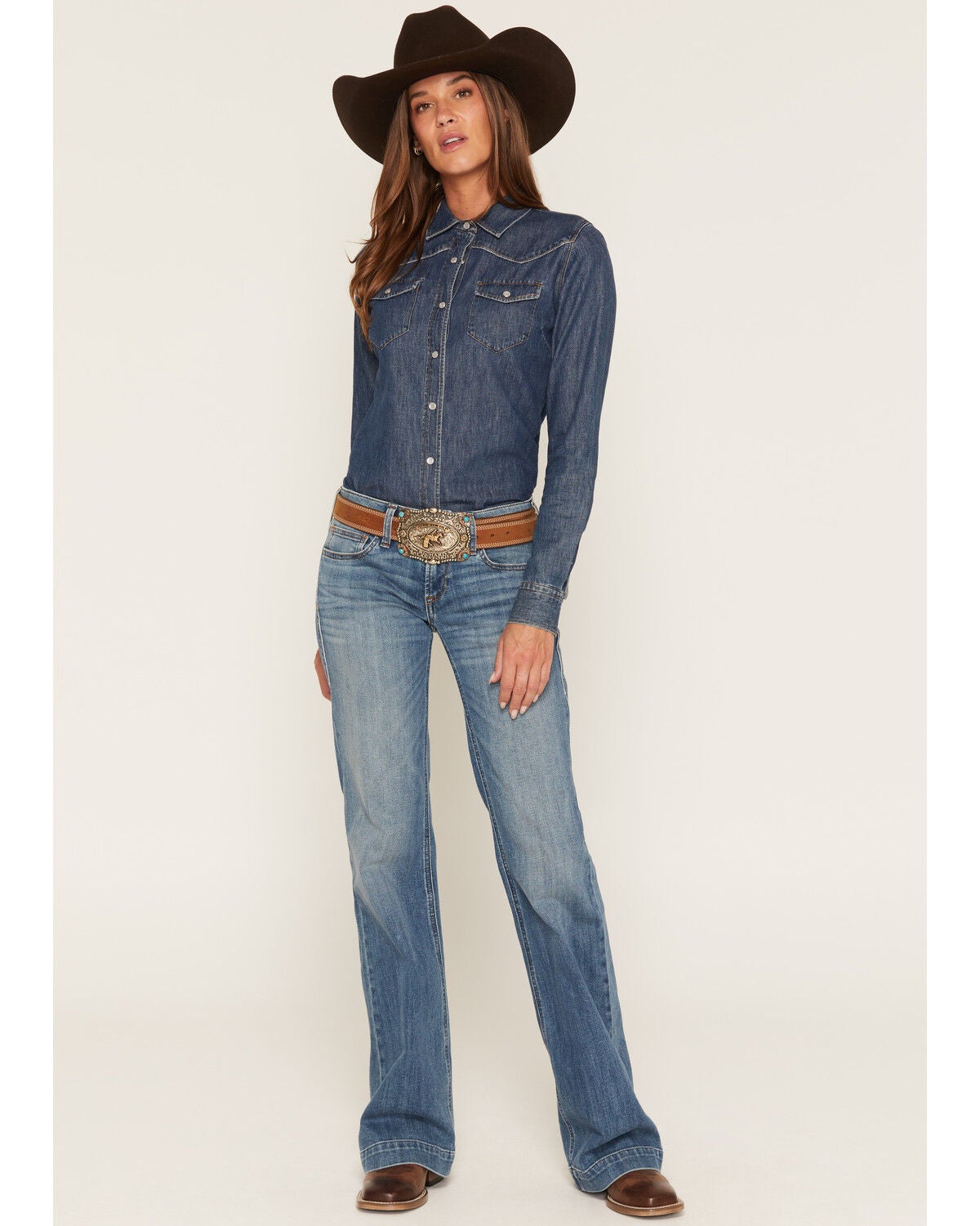 Ariat Women's R.E.A.L. Fabiana Medium Wash Mid Rise Trouser Stretch Denim Jeans, Medium Wash, hi-res