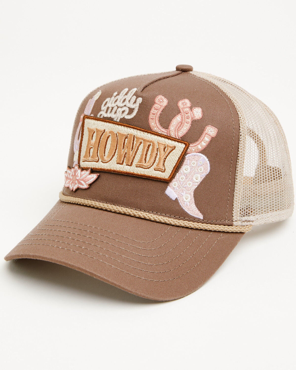 Shyanne Girls' Howdy Ball Cap, Brown, hi-res