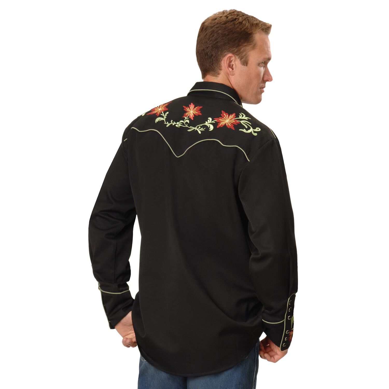 Image #2 - Scully Floral Embroidered Shirt, Black, hi-res