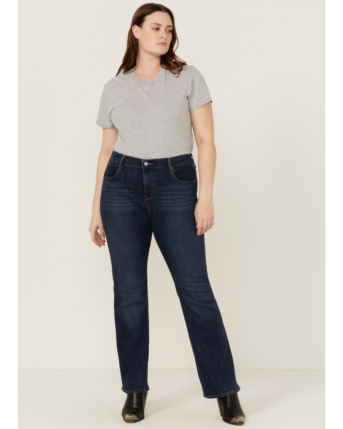 Image #1 - Levi's Women's High Rise 725 Dark Horse Bootcut Jeans - Plus, Blue, hi-res