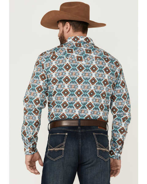 Image #4 - Cody James Men's Great Plains Southwestern Print Long Sleeve Snap Western Shirt  , Turquoise, hi-res
