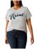 Image #1 - Ariat Women's Logo Old School Short Sleeve Graphic Tee - Plus, Grey, hi-res