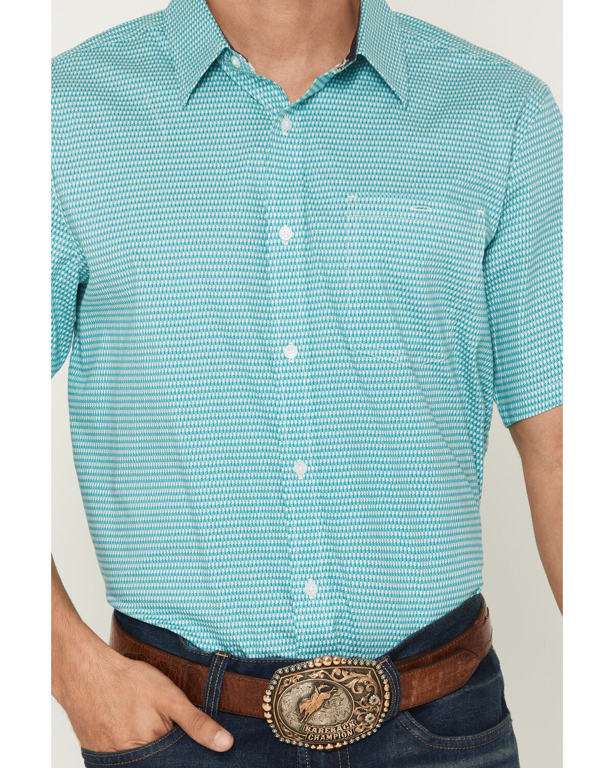 RANK 45® Men's Dasher Geo Print Short Sleeve Button-Down Stretch ...