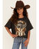 Image #1 - La La Land Girls' Guitar Short Sleeve Fringe Graphic Tee, Black, hi-res