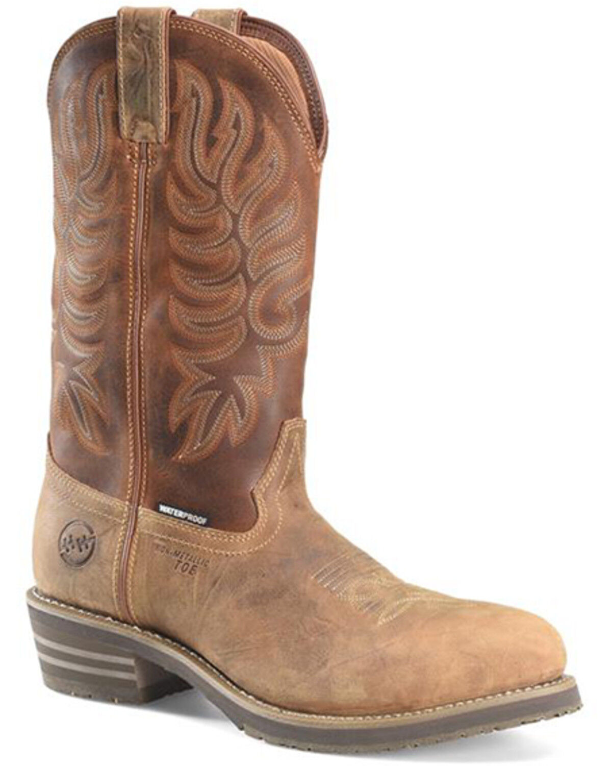 Image #1 - Double H Men's Garza Waterproof 12" Work Boots - Composite Toe, Dark Brown, hi-res