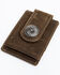 Cody James Men's Brown Embroidered Leather Money Clip Wallet , Brown, hi-res