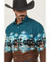 Image #2 - Panhandle Men's Cowboys Southwestern Print Border Long Sleeve Snap Western Shirt, Brown, hi-res